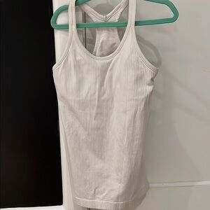 Women's White Ribbed Tank Top